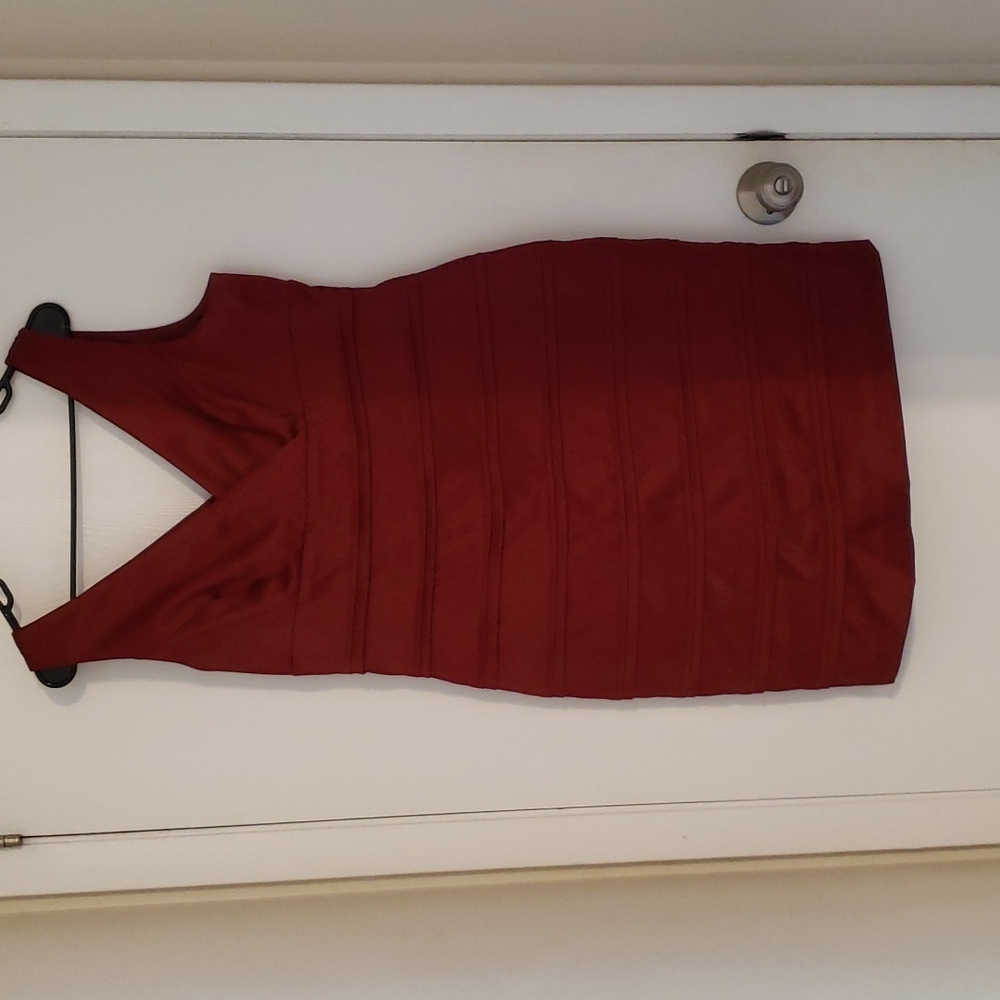 Red body con dress